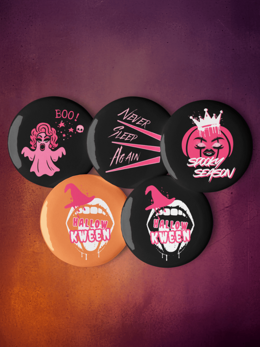 Bundle of 5 HallowKween Buttons - Scream KWeen