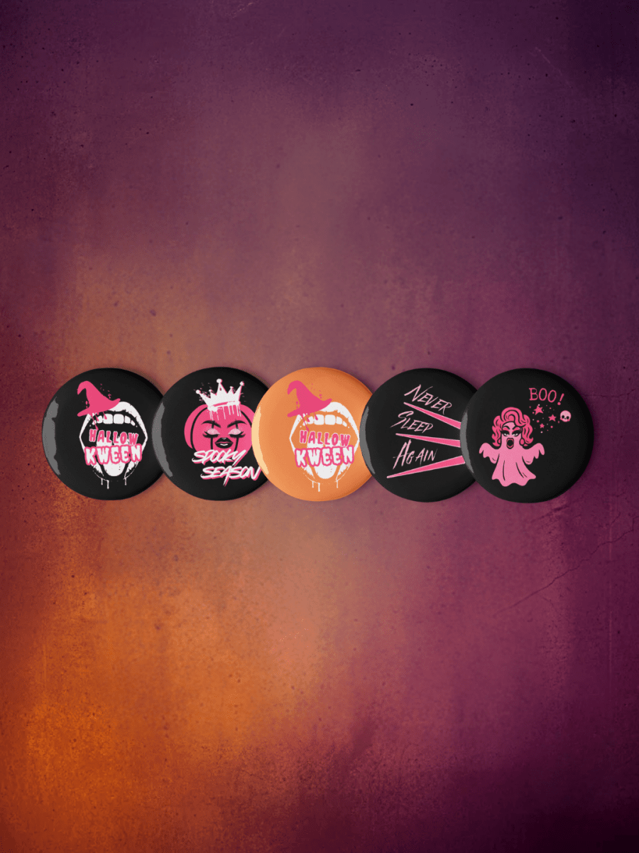 Bundle of 5 HallowKween Buttons - Scream KWeen