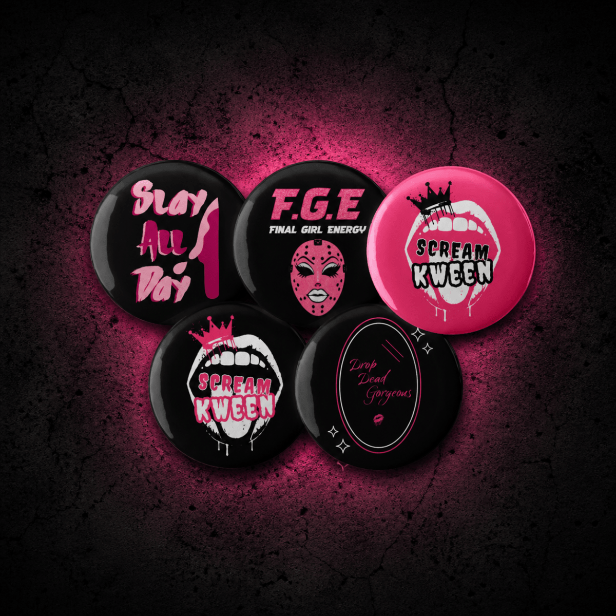 Set of Scream Kween Buttons - Scream KWeen
