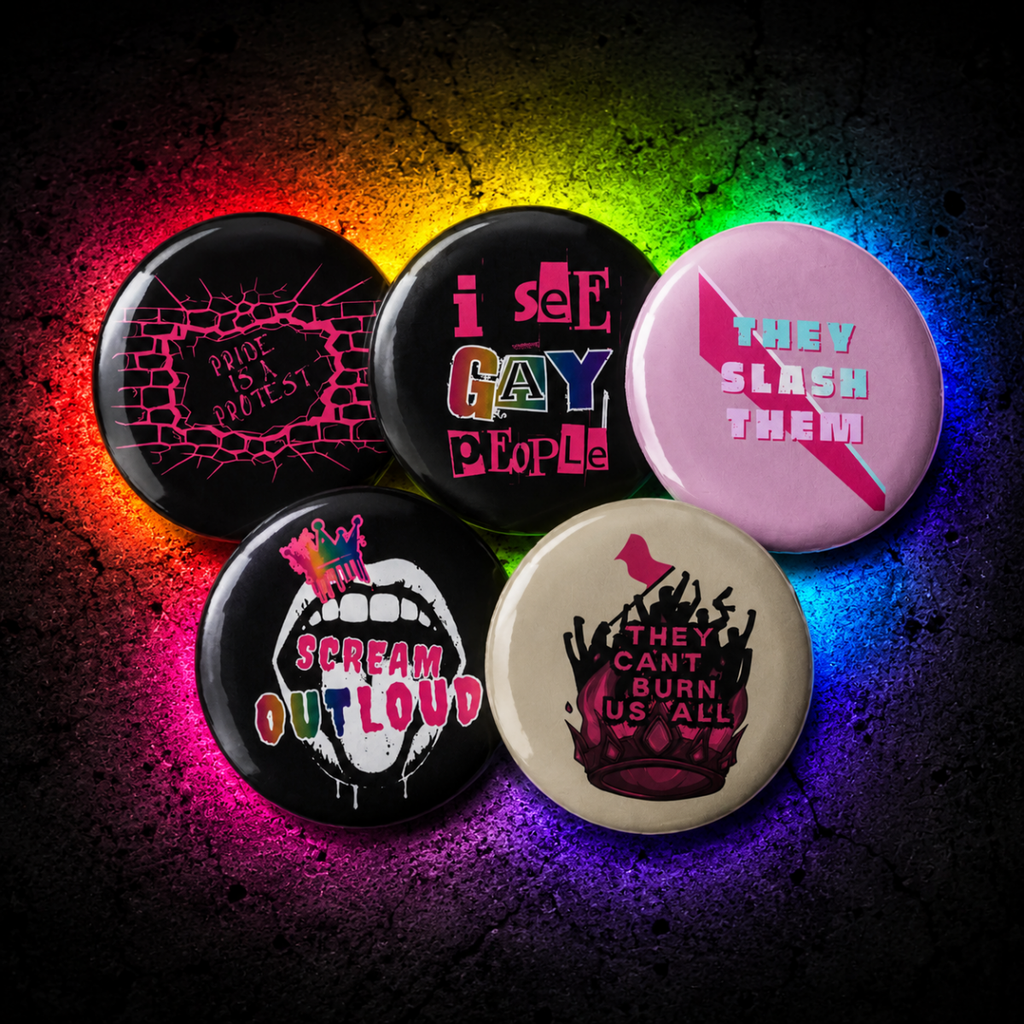 Bundle of 5 Scream OUTLoud Buttons - Scream KWeen