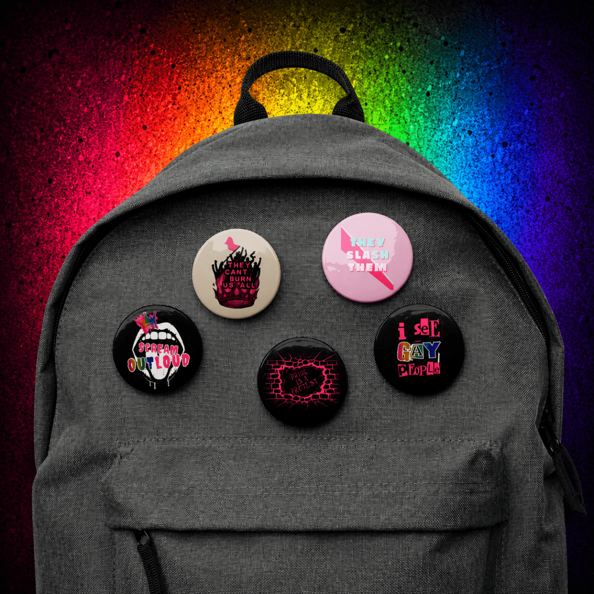 Bundle of 5 Scream OUTLoud Buttons - Scream KWeen