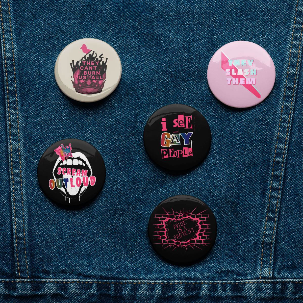 Bundle of 5 Scream OUTLoud Buttons - Scream KWeen