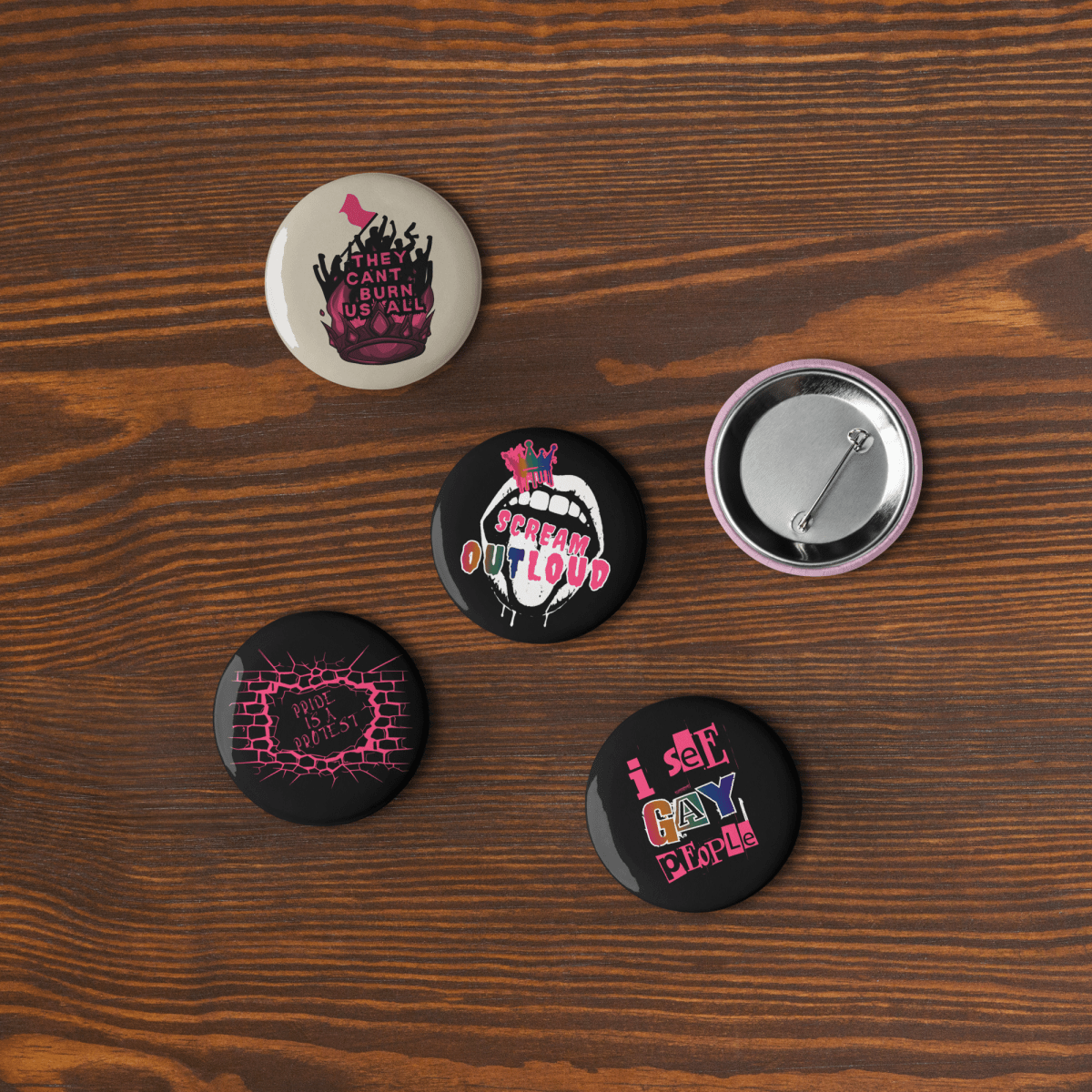 Bundle of 5 Scream OUTLoud Buttons - Scream KWeen